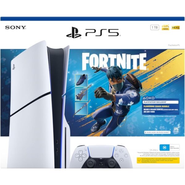 Sony Console PlayStation 5 Slim 1TB Leitor de Disco Bundle Fortnite Flowering Chaos CFI-2115 Bivolt - Branco